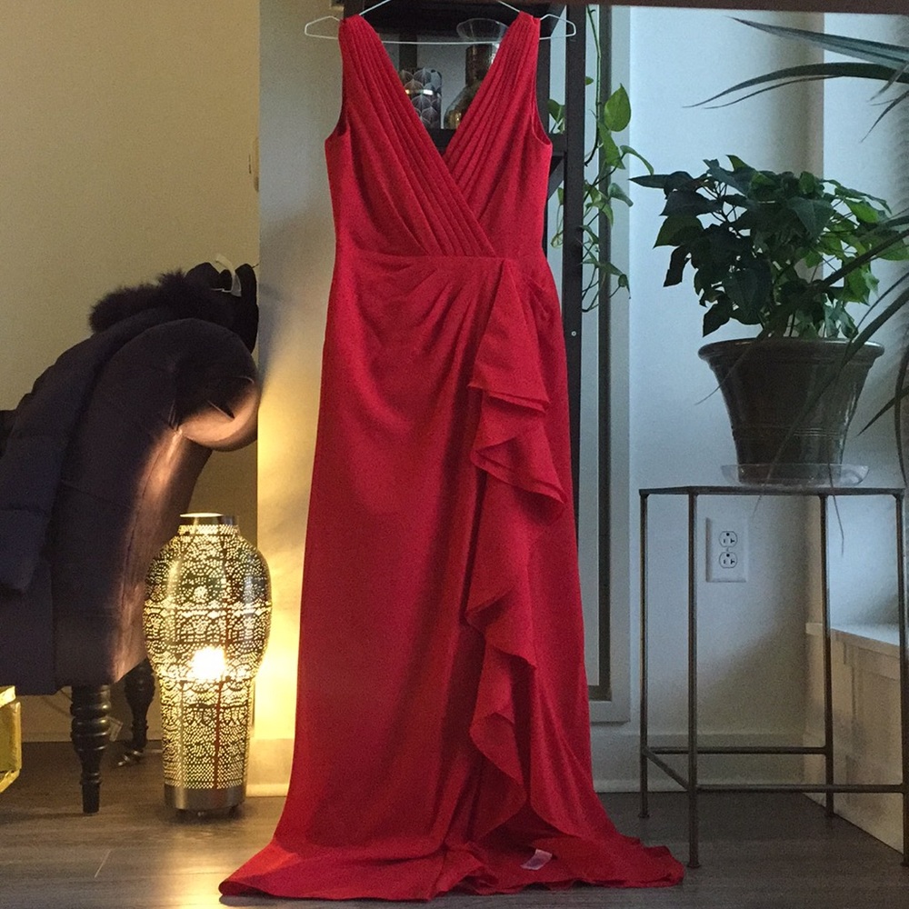 Red gown by Aidan Mattox